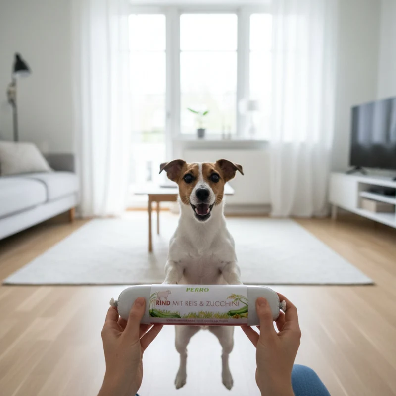 Perro Delikatessrolle Menü Rind mit Reis & Zucchini – Premium Hundewurst für sensible & wählerische Hunde | Monoprotein, Glutenfrei & Hochverdaulich