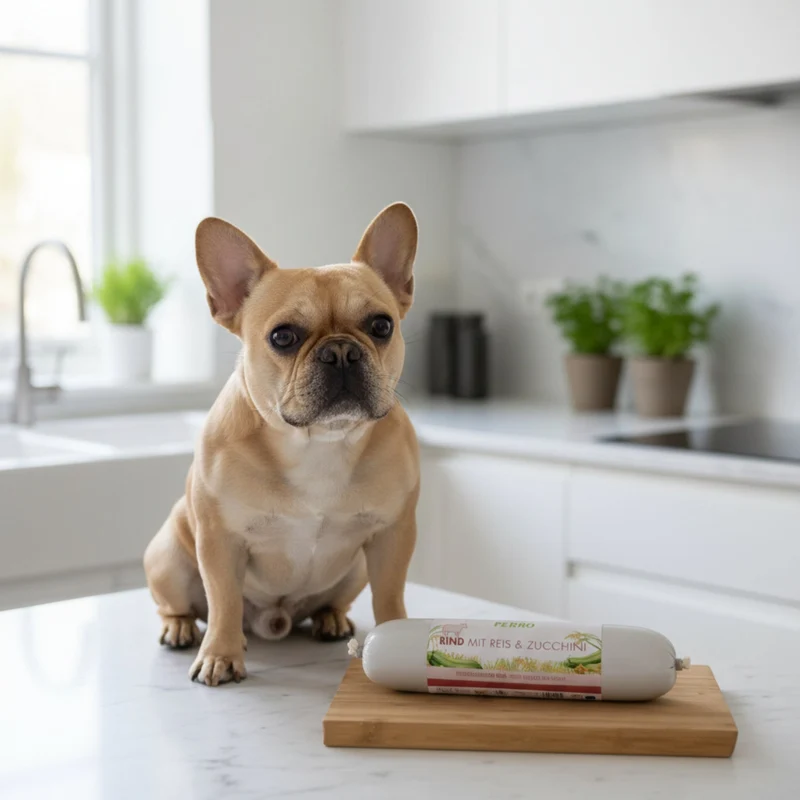 Perro Delikatessrolle Menü Rind mit Reis & Zucchini – Premium Hundewurst für sensible & wählerische Hunde | Monoprotein, Glutenfrei & Hochverdaulich