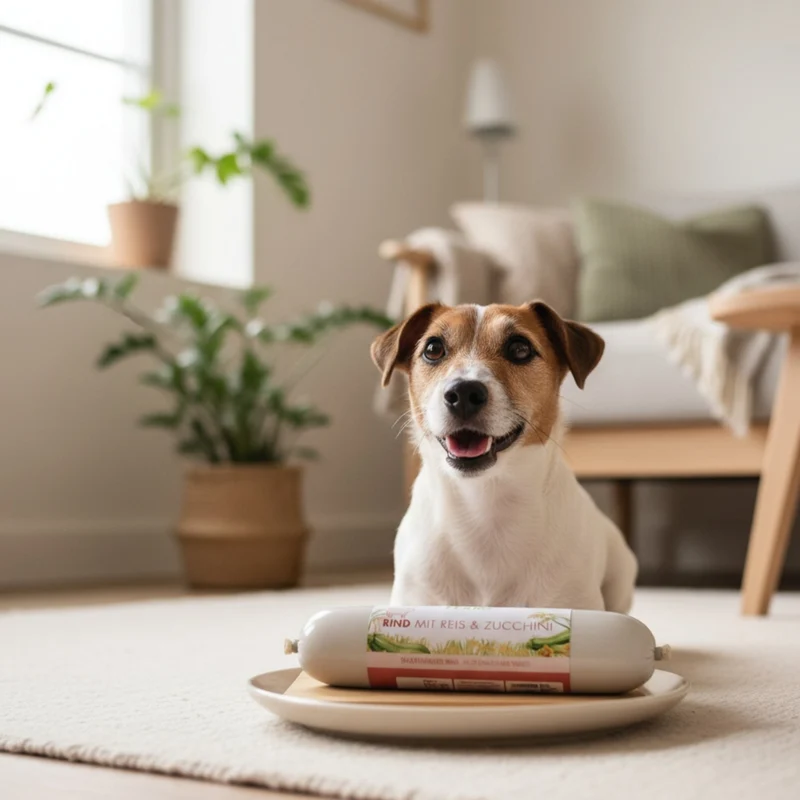 Perro Delikatessrolle Menü Rind mit Reis & Zucchini – Premium Hundewurst für sensible & wählerische Hunde | Monoprotein, Glutenfrei & Hochverdaulich