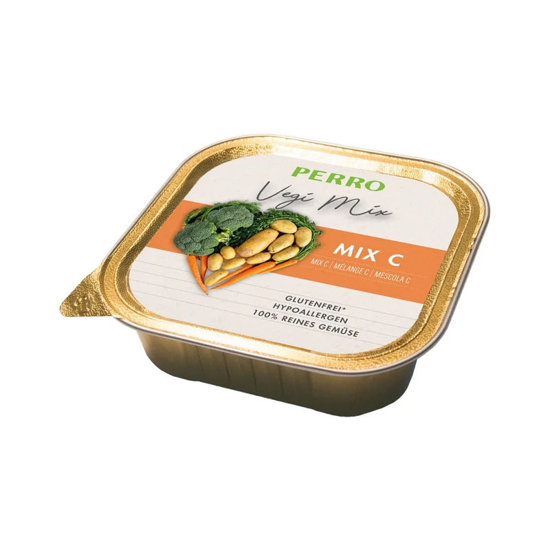 Perro Vegi Mix C - Premium Gemüse-Schälchen für Hunde | Vegane Nassfutter-Ergänzung mit Kartoffeln, Karotten & Brokkoli | Hypoallergen & Vitaminreich
