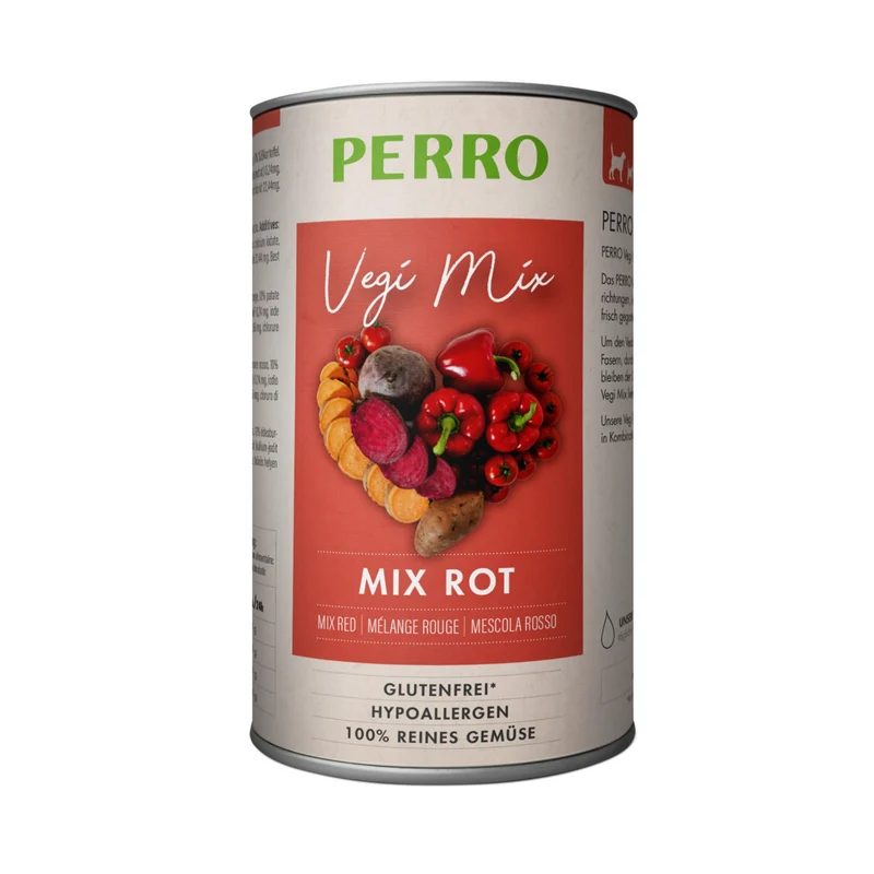 Perro Vegi Mix Rot – 100% Gemüse für Hunde | Allergikerfreundlich, Getreidefrei & Vitaminreich | Perfekte Ergänzung zu Fleisch & Pur-Futter