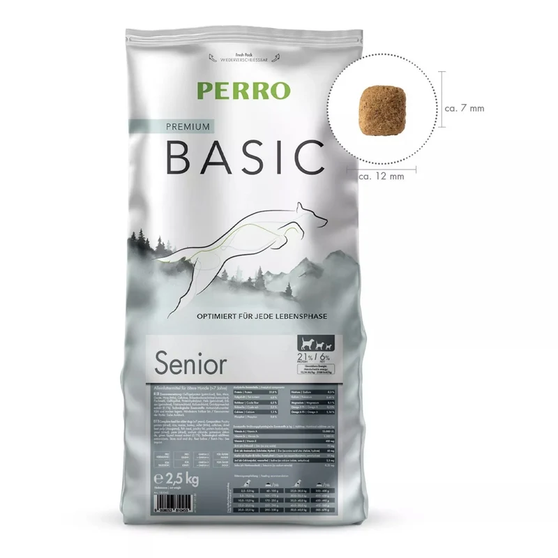 Perro Basic Senior Trockenfutter für ältere Hunde – Leicht verdaulich mit 21% Protein für Vitalität & Gelenkgesundheit ab 7 Jahren