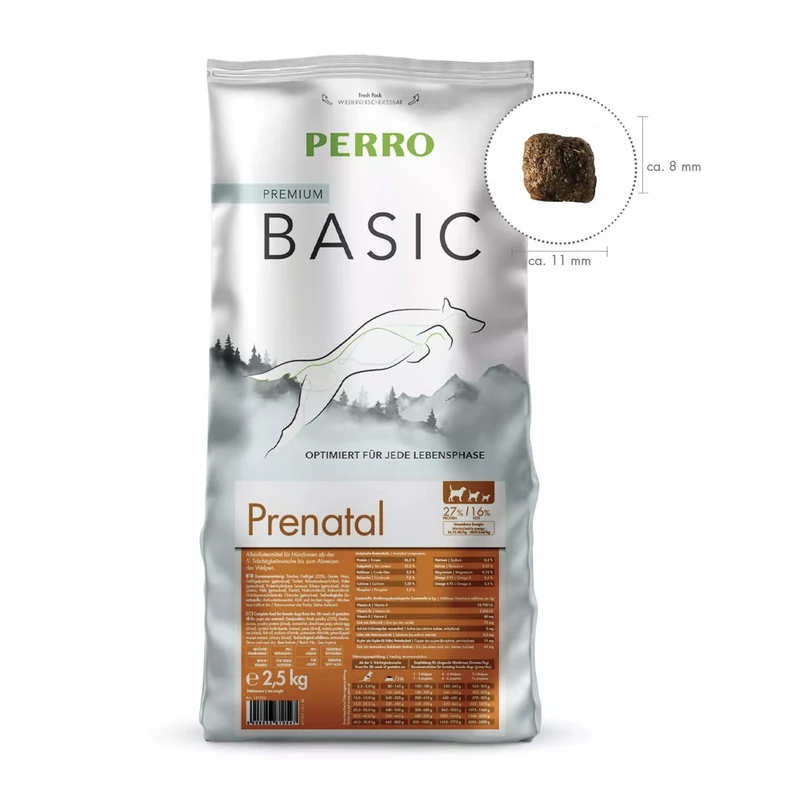 Perro Basic Prenatal – Premium Trockenfutter für trächtige und säugende Hündinnen mit Omega-3/6 und erhöhtem Vitamin- & Mineralstoffgehalt