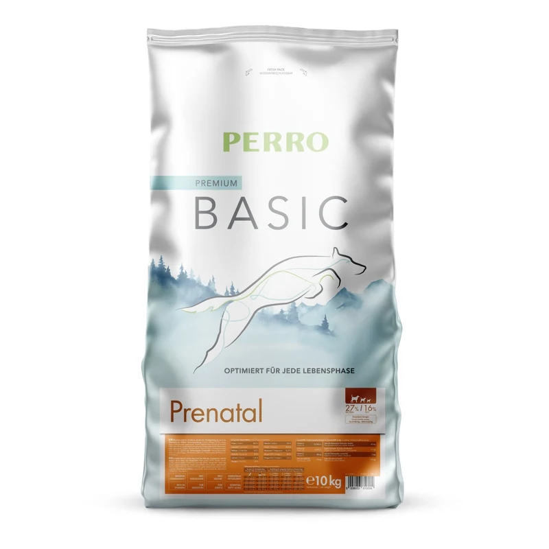 Perro Basic Prenatal – Premium Trockenfutter für trächtige und säugende Hündinnen mit Omega-3/6 und erhöhtem Vitamin- & Mineralstoffgehalt