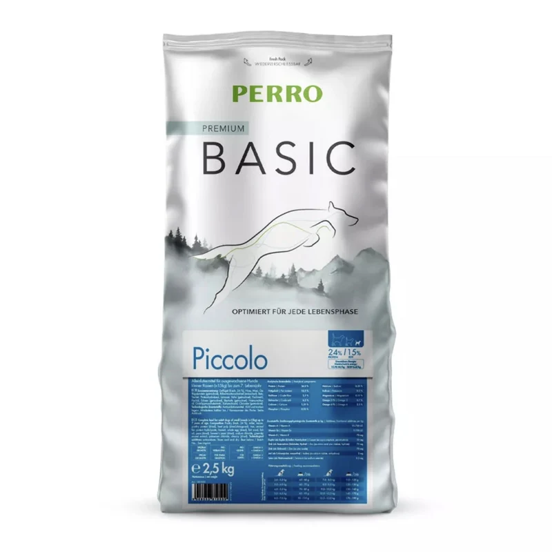 Perro Basic Piccolo Premium Trockenfutter für kleine Hunderassen - Glutenfreie Mini-Kroketten mit Omega-3 für gesundes Fell & Haut - Speziell für Hunde bis 15 kg