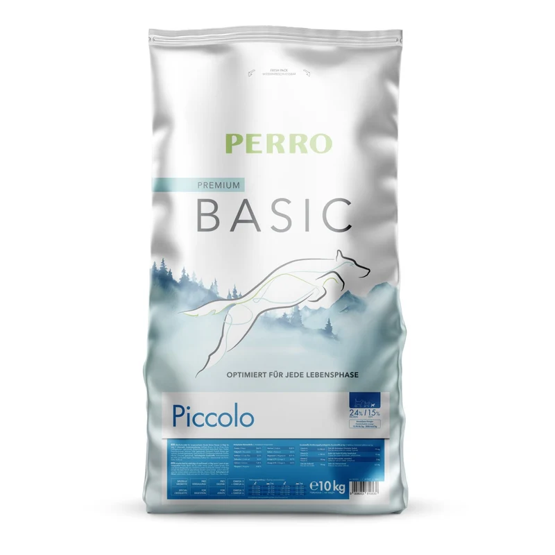 Perro Basic Piccolo Premium Trockenfutter für kleine Hunderassen - Glutenfreie Mini-Kroketten mit Omega-3 für gesundes Fell & Haut - Speziell für Hunde bis 15 kg