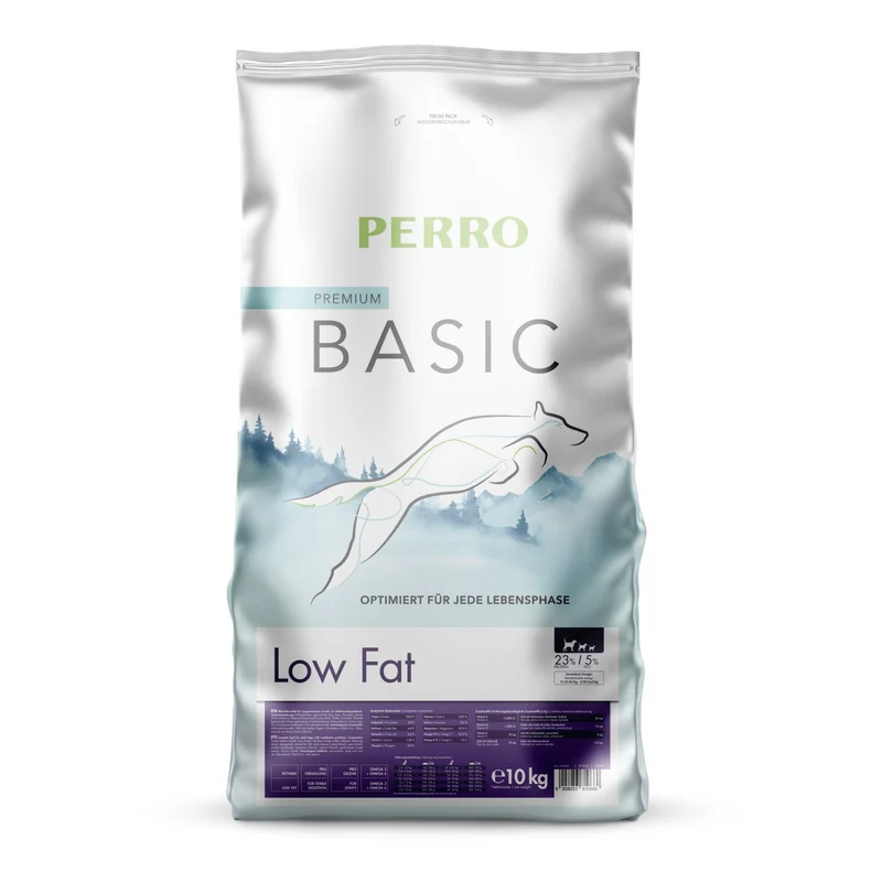Perro Basic Low Fat – Premium Trockenfutter für Hunde mit Stoffwechselproblemen & Gewichtsmanagement | Fettreduziert mit 23% Protein