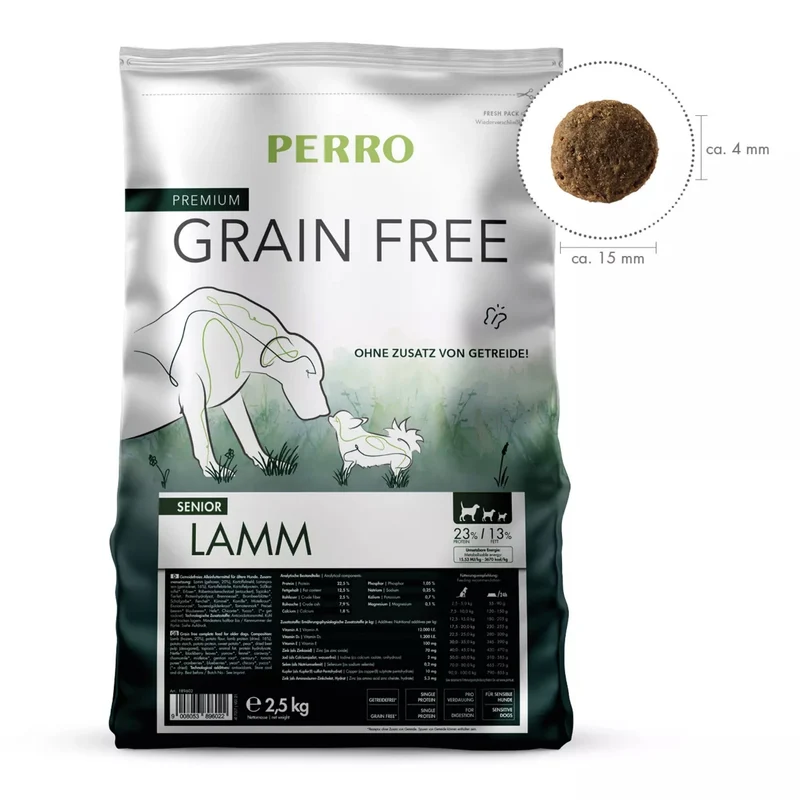 Perro Grain Free Senior Lamm – Getreidefreies Premium Trockenfutter für ältere Hunde mit moderatem Protein- und Fettgehalt