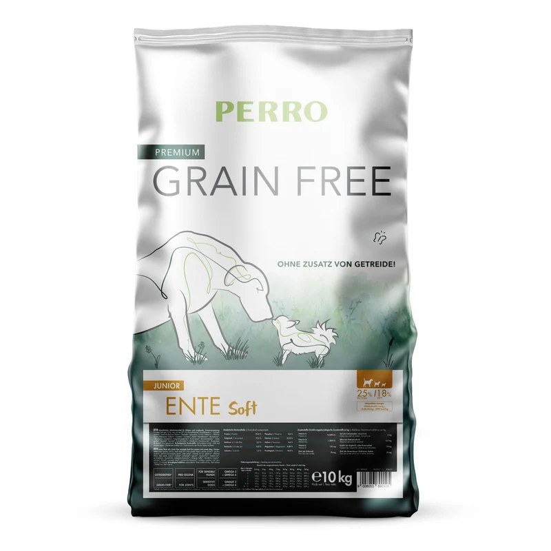 Perro Grain Free Junior Ente Soft – Getreidefreies Welpenfutter mit Ente für sanfte Verdauung, starke Knochen und gesundes Wachstum