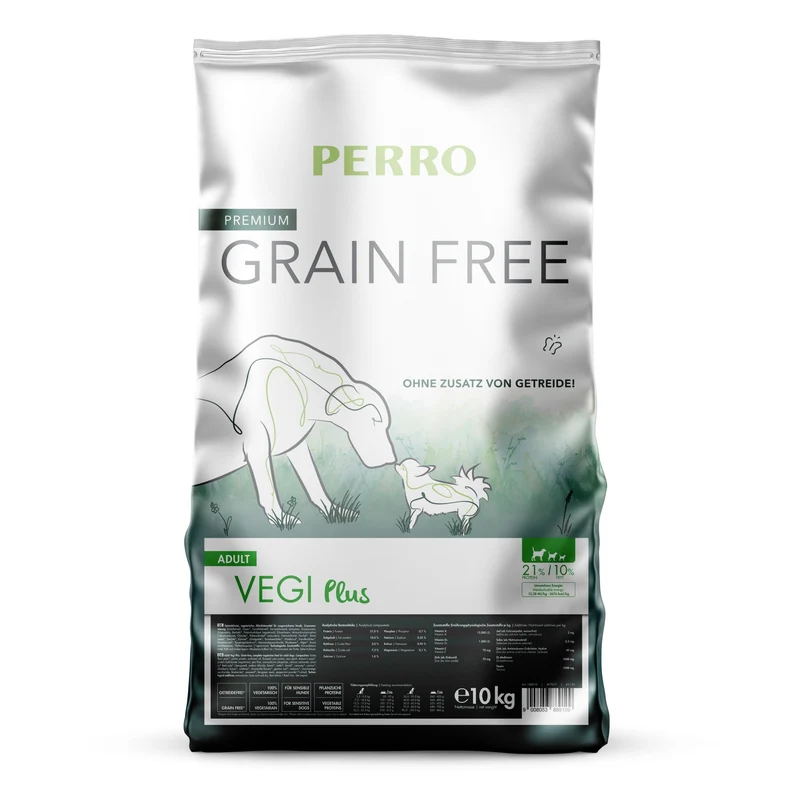 Perro Grain Free Adult Vegi Plus – Vegetarisches Trockenfutter für Hunde mit Unverträglichkeiten & Allergien gegen tierisches Eiweiß