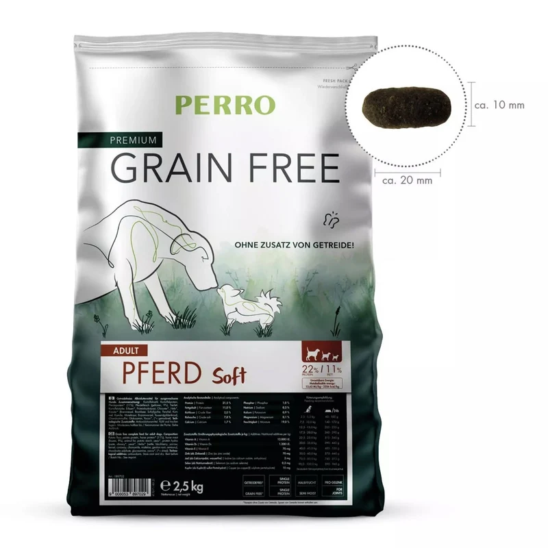 Perro Grain Free Adult Pferd Soft – Getreidefreies Trockenfutter für sensible Hunde mit Verdauungsproblemen