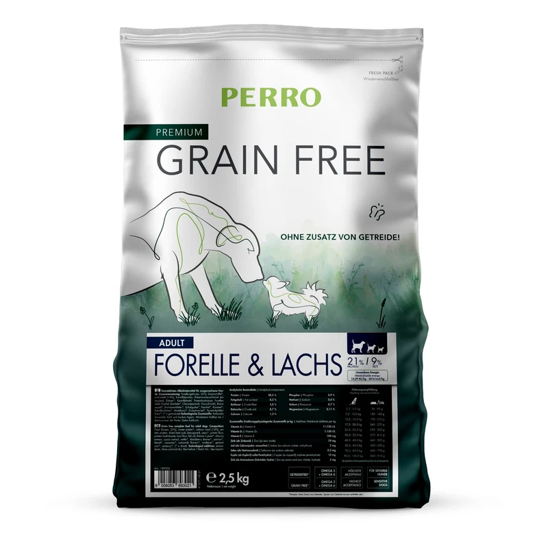 Perro Grain Free Adult Forelle & Lachs – Getreidefreies Premium-Trockenfutter für ernährungssensible Hunde