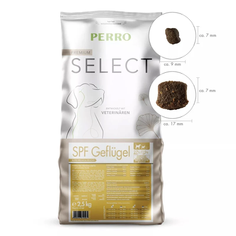 Perro Select SPF Geflügel Trockenfutter für große Hunderassen – Hypoallergen, Glutenfrei & Leicht Verdaulich für anspruchsvolle Vierbeiner ab 15 kg