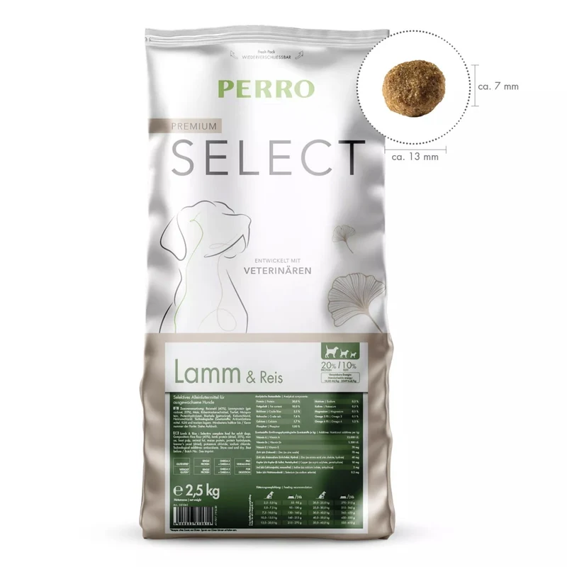 Perro Select Lamm & Reis Trockenfutter – Premium Glutenfreie Rezeptur für Sensible Hunde mit Verdauungsproblemen – Leicht Verdaulich & Tierärztlich Entwickelt