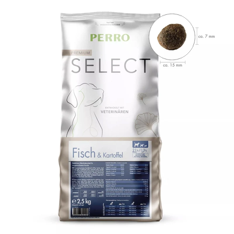 Perro Select Grainfree Fisch & Kartoffel – Hypoallergenes Premium-Trockenfutter für ernährungssensible Hunde mit Single-Protein-Rezeptur