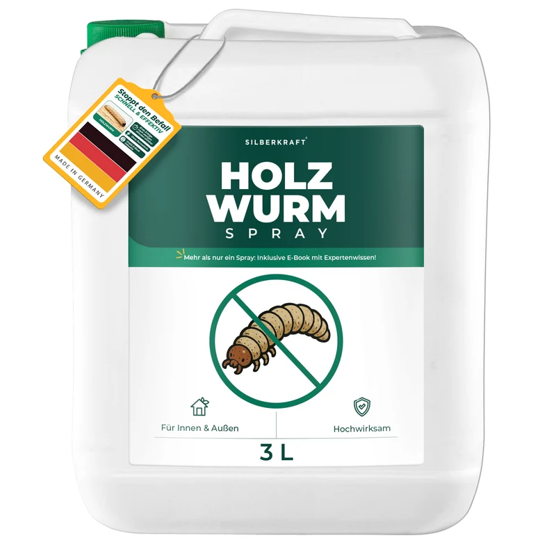 Holzwurm Spray: Holzwurmmittel gegen Holzwürmer, Holzbock & Nagekäfer für Innen & Außen inkl. E-Book