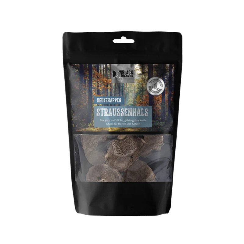 Black Canyon Beutehappen Straußenhals – Premium Hundesnack Gefriergetrocknet, 100% Natur, Proteinreich & Artgerecht