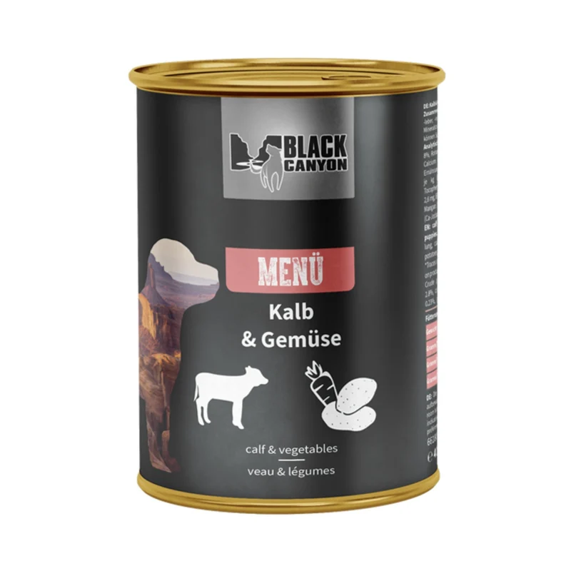 Black Canyon Premium Welpenfutter Menü mit zartem Kalb & frischem Gemüse – Getreidefreies Nassfutter für optimales Wachstum & gesunde Entwicklung
