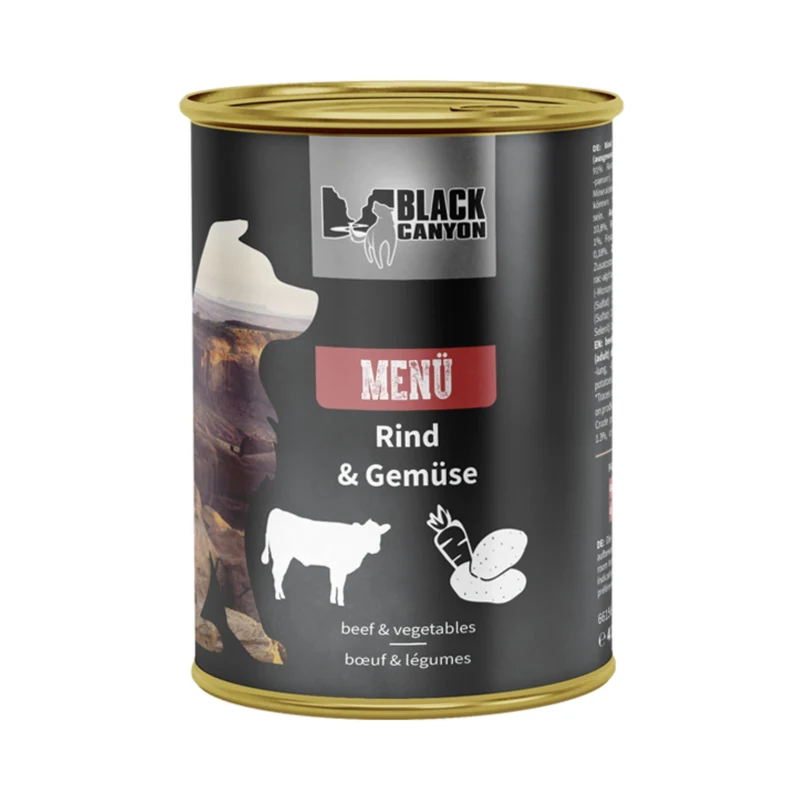 Black Canyon Menü Rind & Gemüse – Premium Nassfutter für Hunde mit 91% Fleischanteil, getreidefrei & ohne künstliche Zusätze
