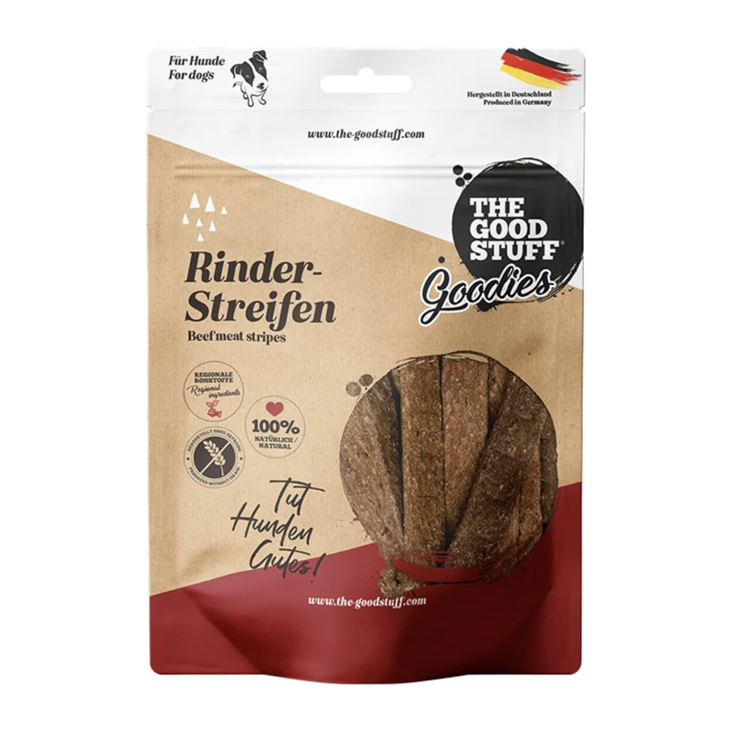 The Goodstuff Goodies Rinder-Streifen – Premium Hundesnack aus luftgetrocknetem Rindfleisch, getreidefrei & schonend über Buchenholz geräuchert für gesunde Belohnung