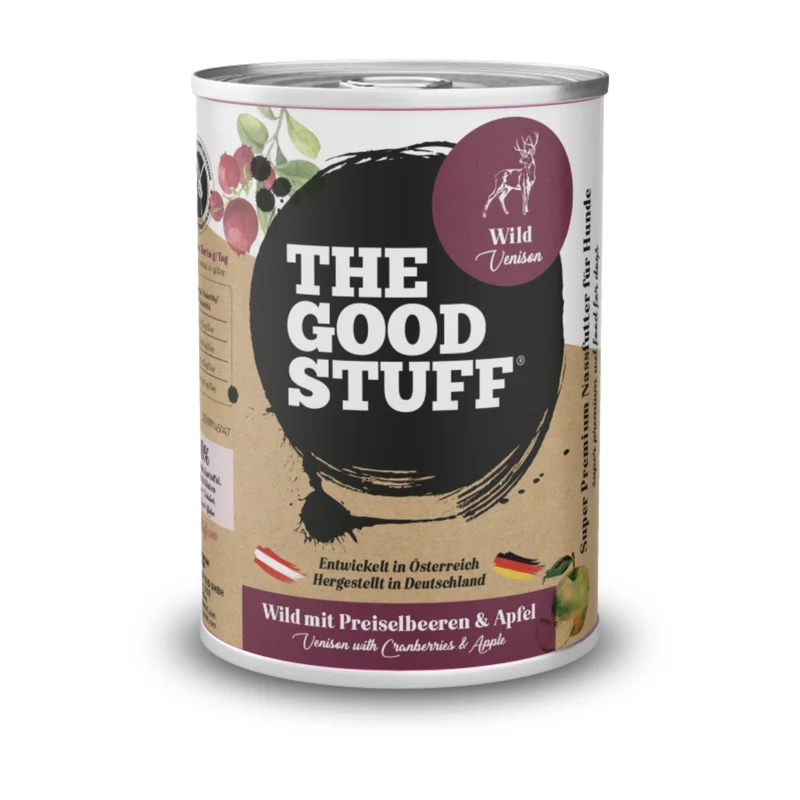 The Goodstuff Hunde Nassfutter Wild mit Preiselbeeren & Apfel – 70% Fleischanteil, getreidefrei, natürlich & gesund für alle Rassen