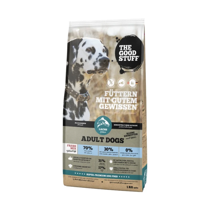 The Goodstuff Adult Minis Trockenfutter mit Lachs – Natürliches Premium-Hundefutter für kleine Rassen, getreidefreie Rezeptur mit hohem Fleischanteil