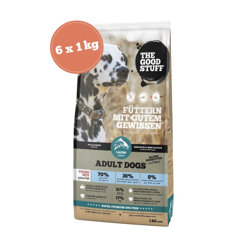 The Goodstuff Adult Minis Trockenfutter mit Lachs – Natürliches Premium-Hundefutter für kleine Rassen, getreidefreie Rezeptur mit hohem Fleischanteil