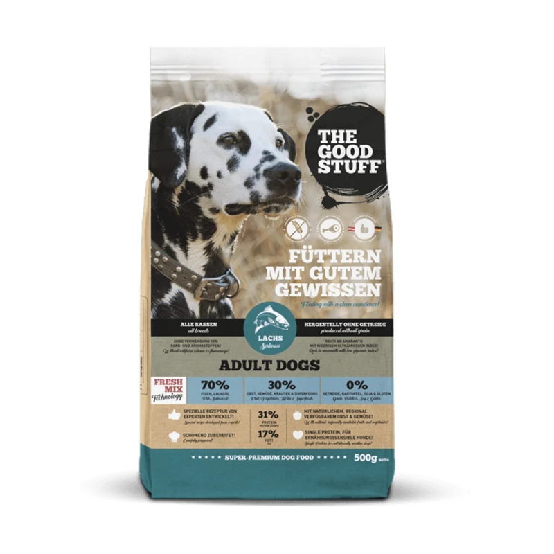 The Goodstuff Adult Dogs Lachs Trockenfutter – Getreidefreie Premium-Vollnahrung mit Omega-3 für glänzendes Fell, starke Abwehrkräfte und natürliche Vitalität
