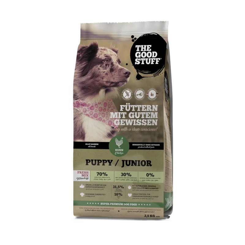 The Goodstuff Puppy/Junior Trockenfutter mit Huhn – Getreidefreies Welpenfutter für optimales Wachstum, gesunde Verdauung und starke Knochen