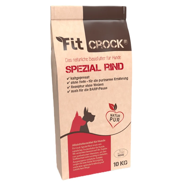 cdVet Fit-Crock Spezial Rind – Kaltgepresstes Premium-Trockenfutter für ernährungssensible Hunde mit Verdauungsproblemen