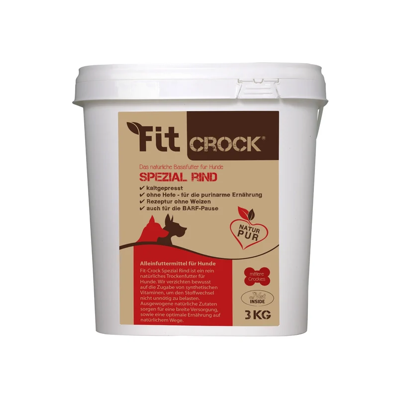 cdVet Fit-Crock Spezial Rind – Kaltgepresstes Premium-Trockenfutter für ernährungssensible Hunde mit Verdauungsproblemen