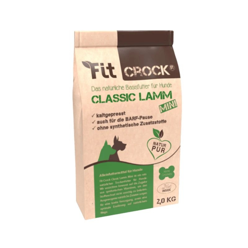 cdVet Fit-Crock Classic Lamm Mini – Kaltgepresstes Trockenfutter für kleine Hunde mit empfindlicher Verdauung