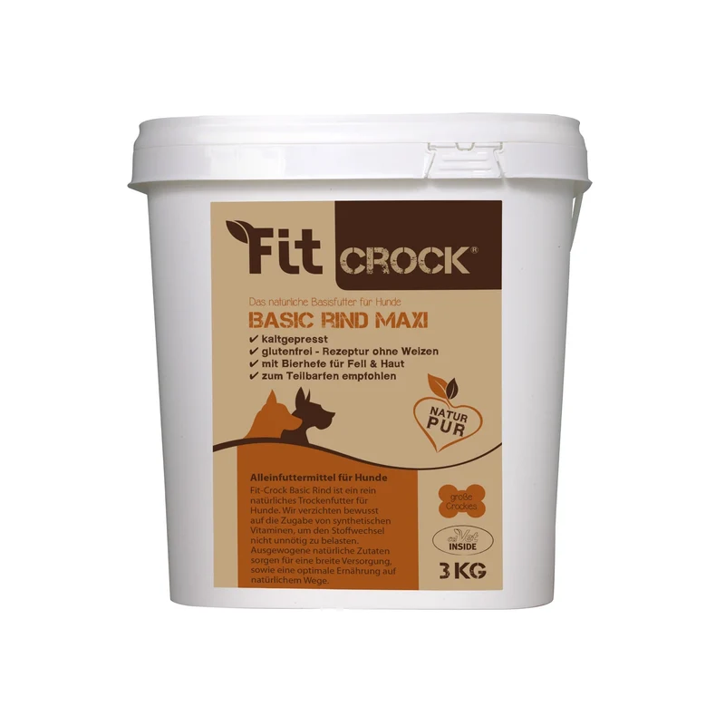 cdVet Fit-Crock Basic Rind Maxi - Kaltgepresstes Premium-Trockenfutter für große Hunde mit natürlichen Zutaten