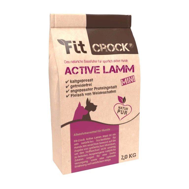 cdVet Fit-Crock Active Lamm Mini – Kaltgepresstes Premium-Trockenfutter für aktive Hunde mit empfindlicher Verdauung