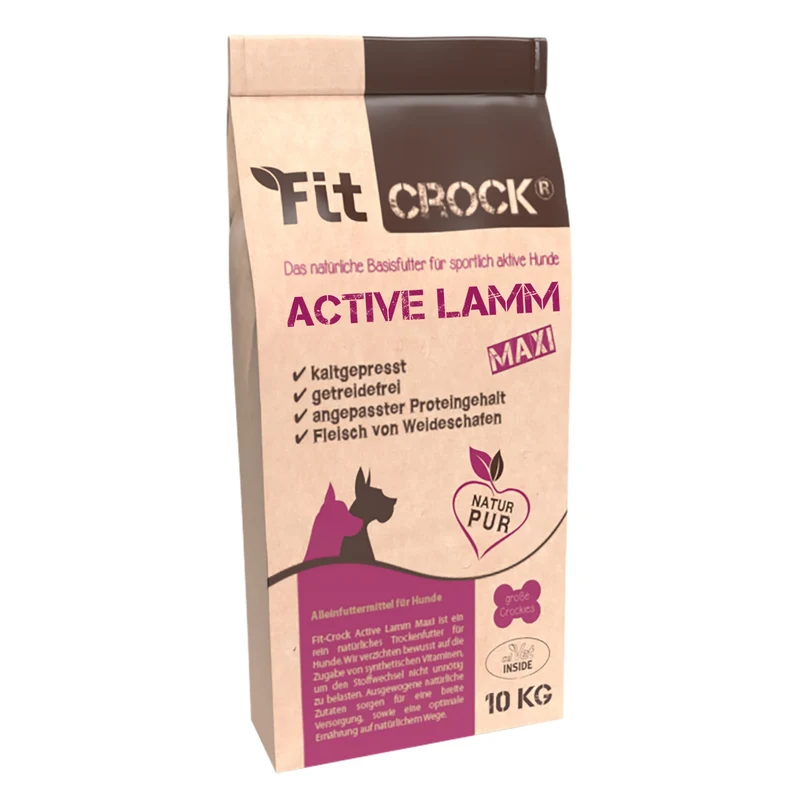 cdVet Fit-Crock Active Lamm Maxi – Kaltgepresstes Premium-Trockenfutter für aktive große Hunde mit Lammfleisch & natürlichen Zutaten