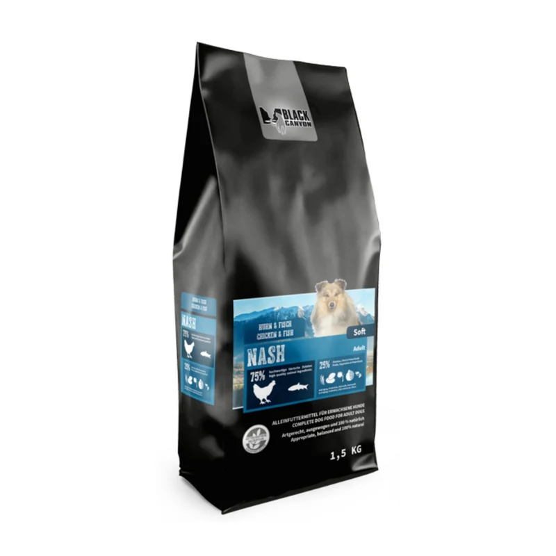 Black Canyon Nash Soft Hundefutter mit Huhn & Fisch – Getreidefreies Premium-Trockenfutter für sensible Hunde