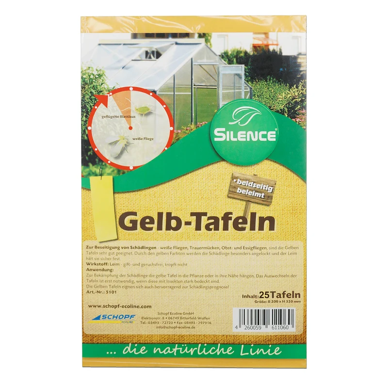 Silence Gelbtafeln (groß): Optimales Monitoring gegen weiße Fliegen, Trauermücken und Blattläuse