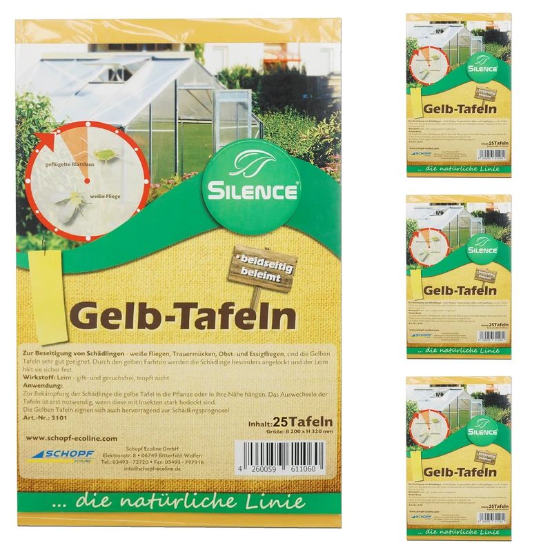 Silence Gelbtafeln (groß): Optimales Monitoring gegen weiße Fliegen, Trauermücken und Blattläuse