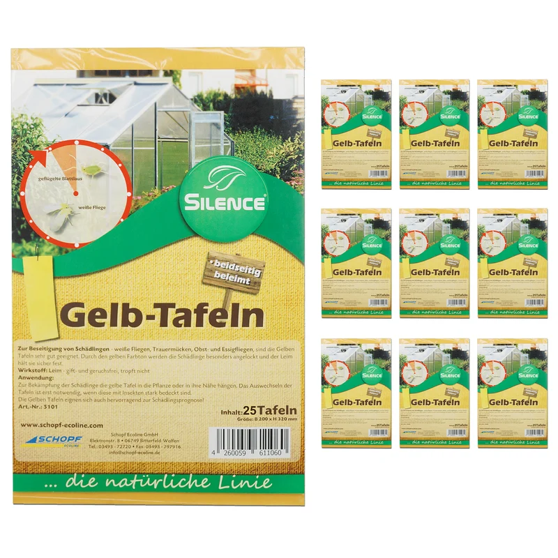 Silence Gelbtafeln (groß): Optimales Monitoring gegen weiße Fliegen, Trauermücken und Blattläuse