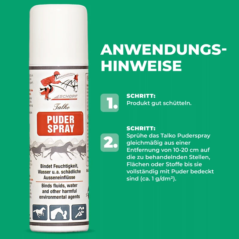 Talko Puderspray: Effektiver Feuchtigkeitsschutz für Pferdeflächen