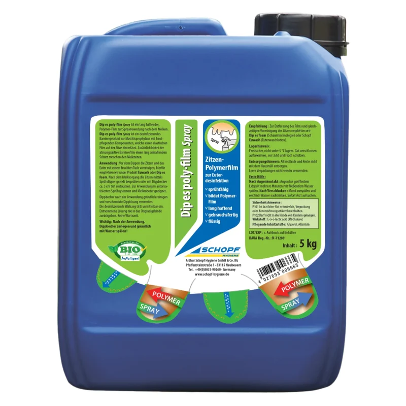 Dip es poly-film Spray: Sprühfähiger-Polymerfilm zur effektiven Euterdesinfektion