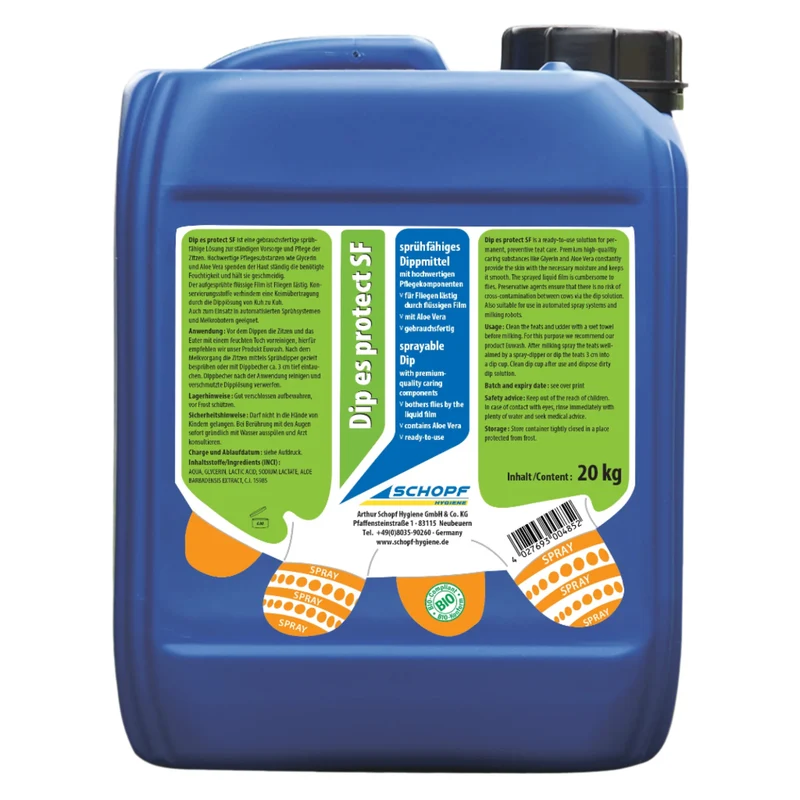Dip es protect SF: Sprühfähiges Dippmittel mit Aloe Vera und Barriereschutz gegen Fliegen