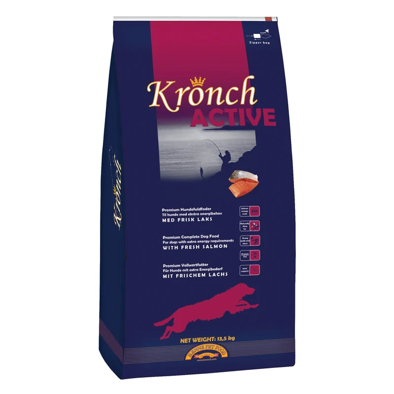 Henne Pet Food Kronch Active – Premium Trockenfutter mit hochwertigem Lachs für aktive & sportliche Hunde mit hohem Energiebedarf