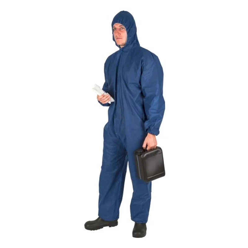 Tuta monouso protettiva in polipropilene - blu