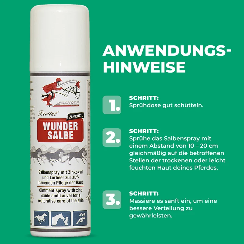 Salbenspray zum Schutz und zur Pflege von Pferdehaut