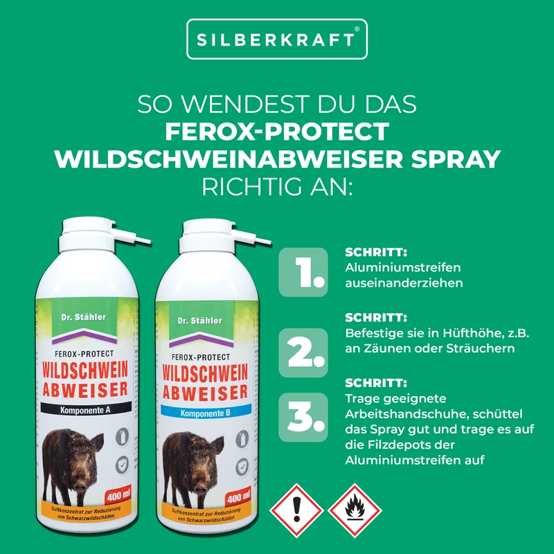 Ferox-Protect Wildschweinabweiser Spray - Komponente B für Schutz vor Wildschweine auf dem Grundstück