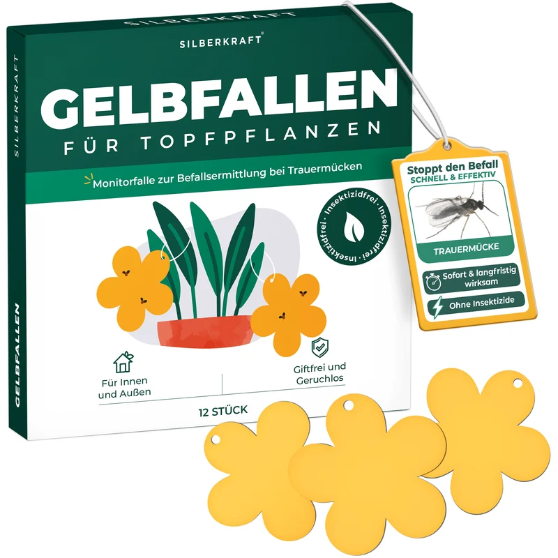Gelbfalle Gelbtafeln Gelbsticker 12 Stück gegen Fruchtfliegen, Trauermücken, uvm.