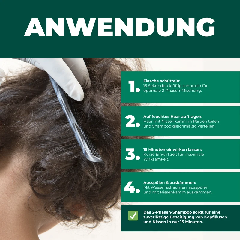 Kopfläuse-Shampoo - Läuseshampoo für Kinder & Erwachsene inkl. Nissenkamm Läuse Shampoo