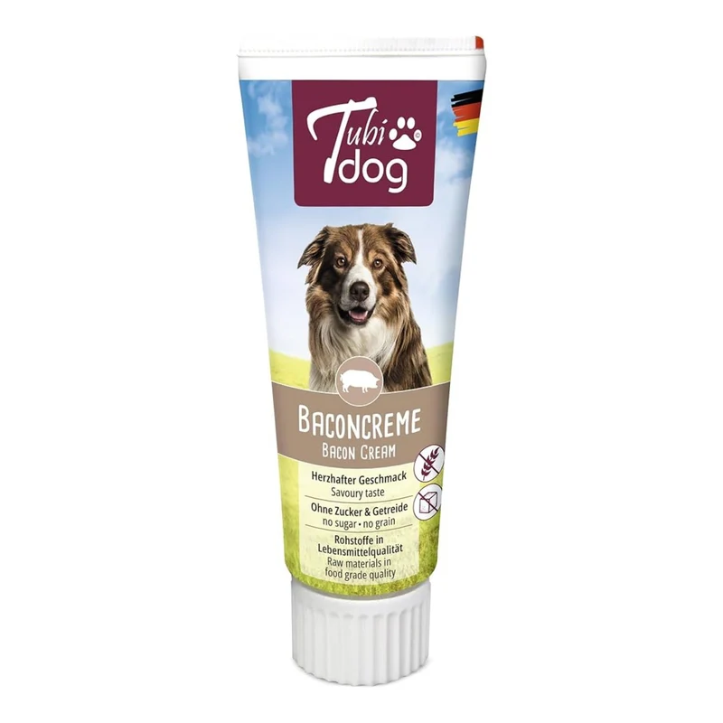 TubiDog Baconcreme – Cremige Belohnungspaste mit unwiderstehlichem Bacon-Geschmack für Training, Medikamentengabe & Bindung