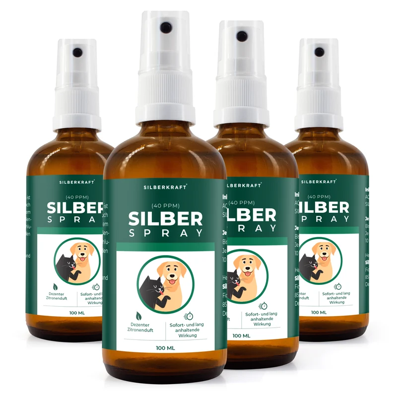 Kolloidales Silberspray 100 ml - Spray zur Wundheilung - Hautpflege bei Ungezieferbefall, Juckreiz, Infektionen, Entzündungen - für Hunde, Katzen, Nagetiere und andere Haustiere